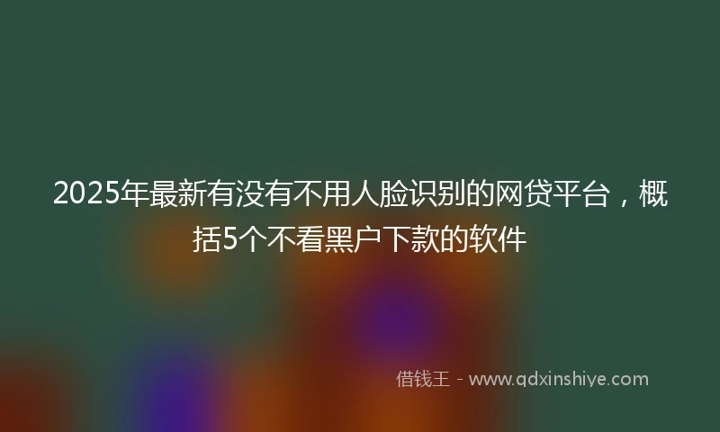 2025年最新有没有不用人脸识别的网贷平台，概括5个不看黑户下款的软件