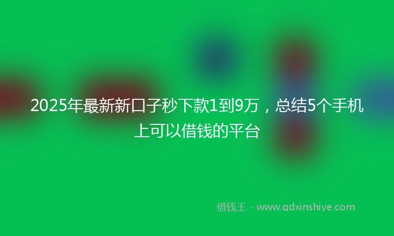 2025年最新新口子秒下款1到9万，总结5个手机上可以借钱的平台