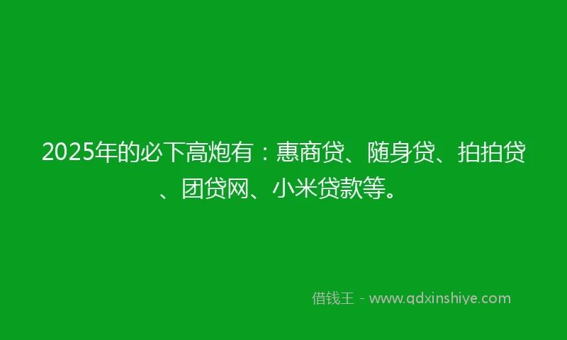 2025年的必下高炮有：惠商贷、随身贷、拍拍贷、团贷网、小米贷款等。