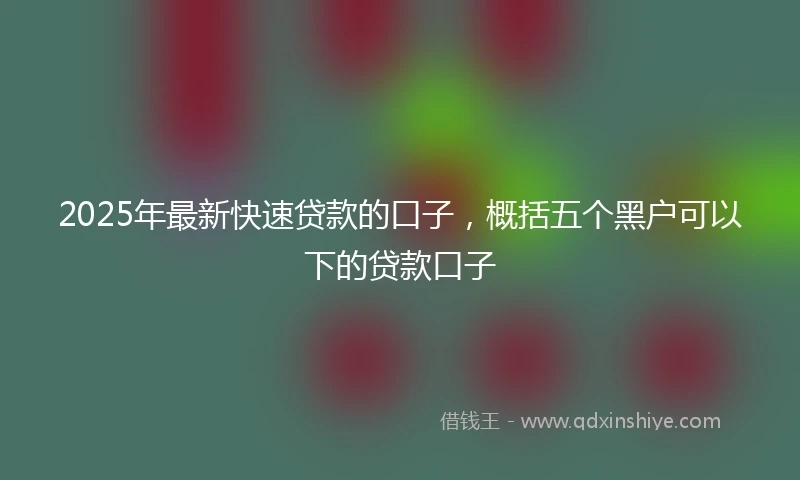 2025年最新快速贷款的口子，概括五个黑户可以下的贷款口子
