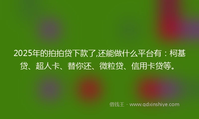 2025年的拍拍贷下款了,还能做什么平台有：柯基贷、超人卡、替你还、微粒贷、信用卡贷等。