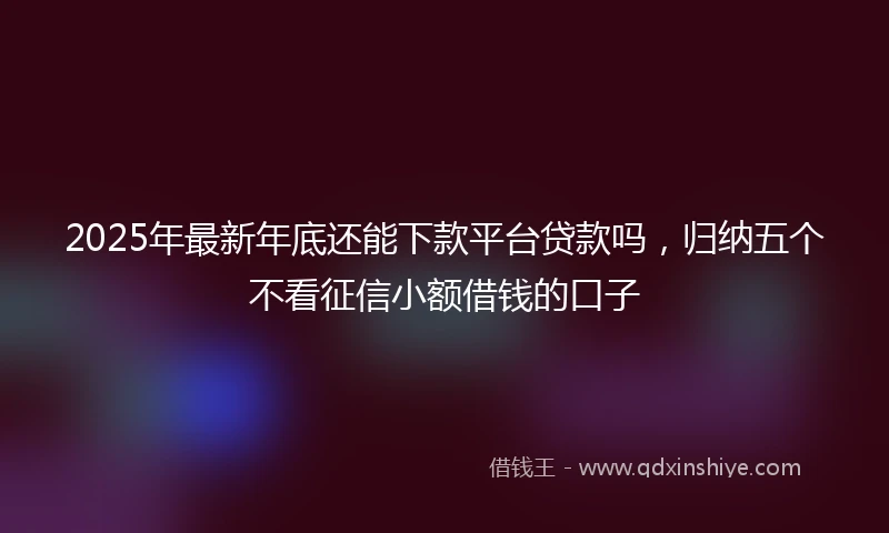 2025年最新年底还能下款平台贷款吗，归纳五个不看征信小额借钱的口子