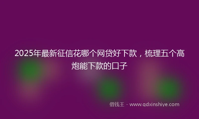 2025年最新征信花哪个网贷好下款，梳理五个高炮能下款的口子