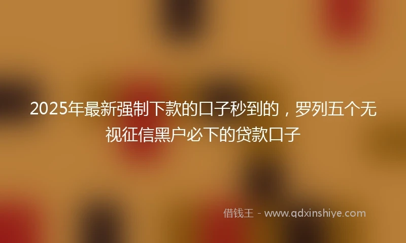 2025年最新强制下款的口子秒到的，罗列五个无视征信黑户必下的贷款口子