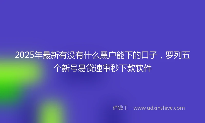 2025年最新有没有什么黑户能下的口子，罗列五个新号易贷速审秒下款软件