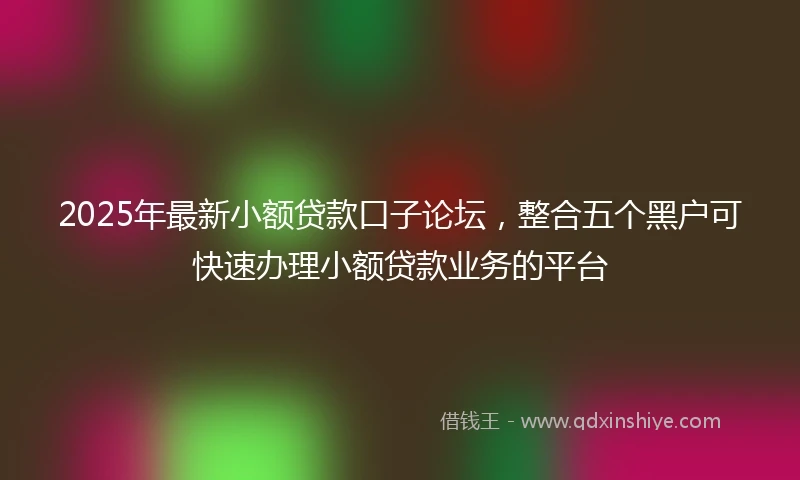 2025年最新小额贷款口子论坛，整合五个黑户可快速办理小额贷款业务的平台