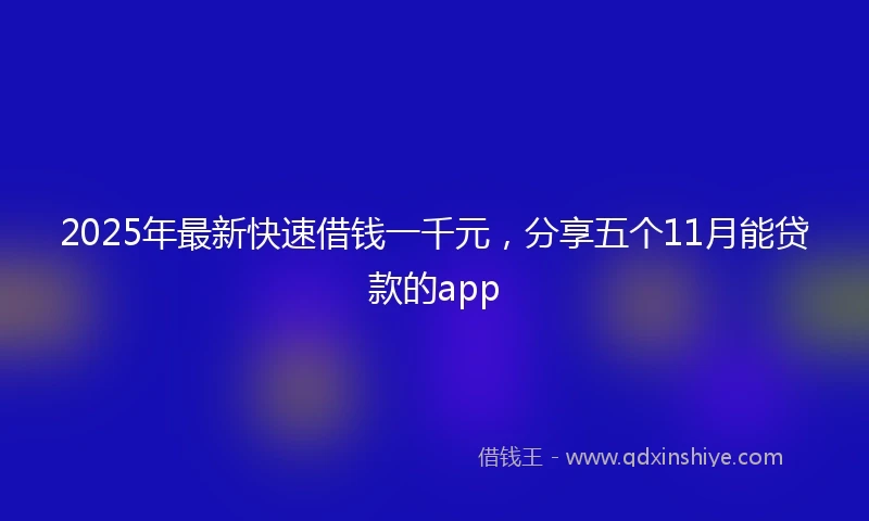 2025年最新快速借钱一千元，分享五个11月能贷款的app