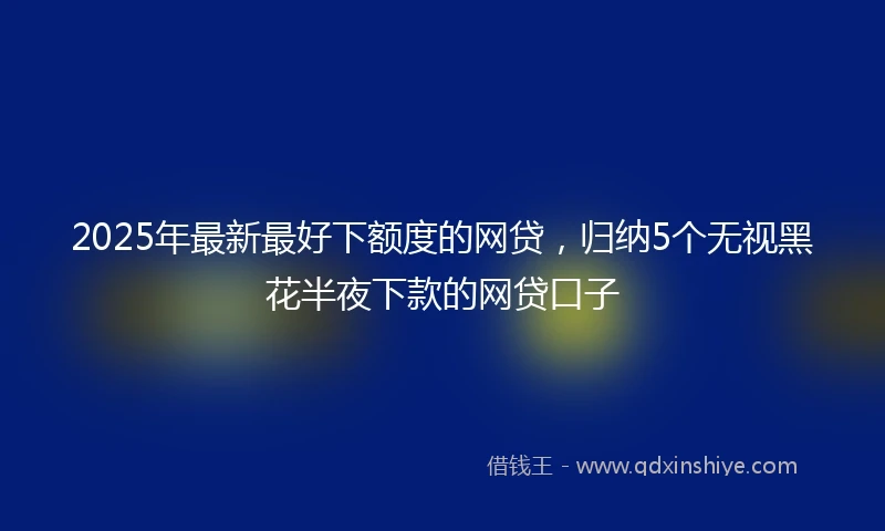 2025年最新最好下额度的网贷，归纳5个无视黑花半夜下款的网贷口子