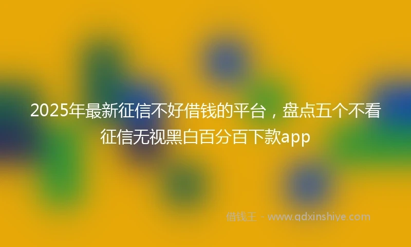 2025年最新征信不好借钱的平台，盘点五个不看征信无视黑白百分百下款app