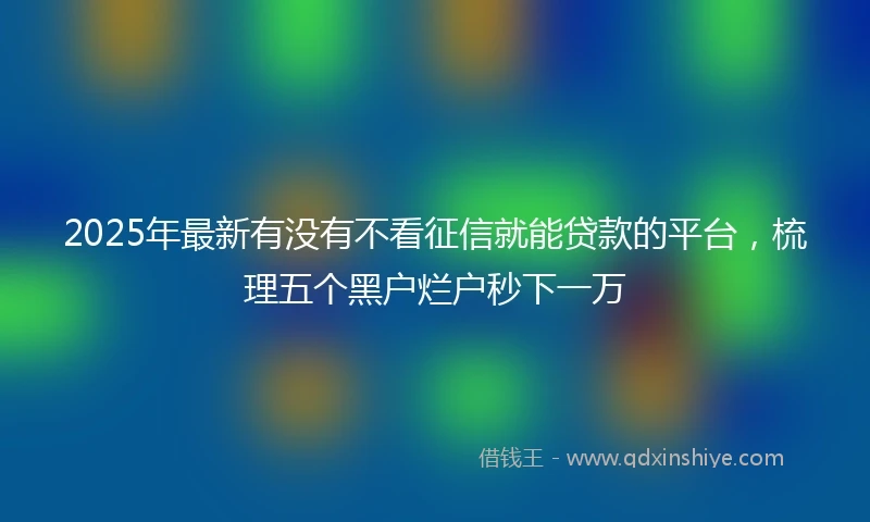2025年最新有没有不看征信就能贷款的平台，梳理五个黑户烂户秒下一万