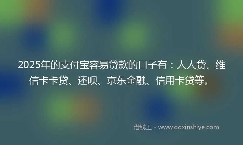 2025年的支付宝容易贷款的口子有：人人贷、维信卡卡贷、还呗、京东金融、信用卡贷等。