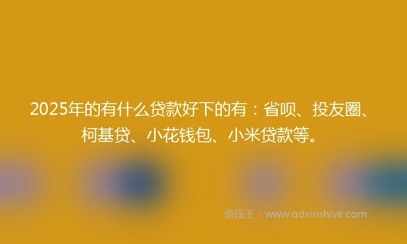 2025年的有什么贷款好下的有：省呗、投友圈、柯基贷、小花钱包、小米贷款等。