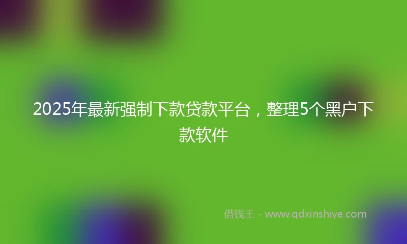 2025年最新强制下款贷款平台，整理5个黑户下款软件