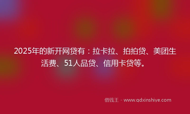 2025年的新开网贷有：拉卡拉、拍拍贷、美团生活费、51人品贷、信用卡贷等。