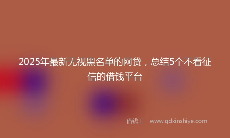 2025年最新无视黑名单的网贷，总结5个不看征信的借钱平台
