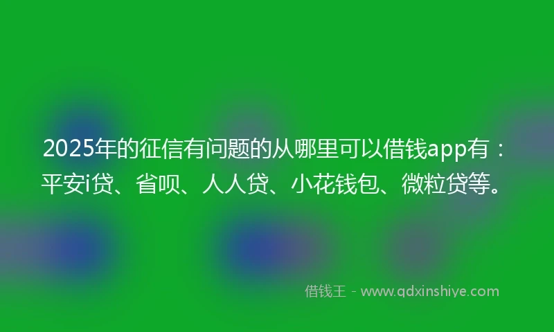 2025年的征信有问题的从哪里可以借钱app有：平安i贷、省呗、人人贷、小花钱包、微粒贷等。
