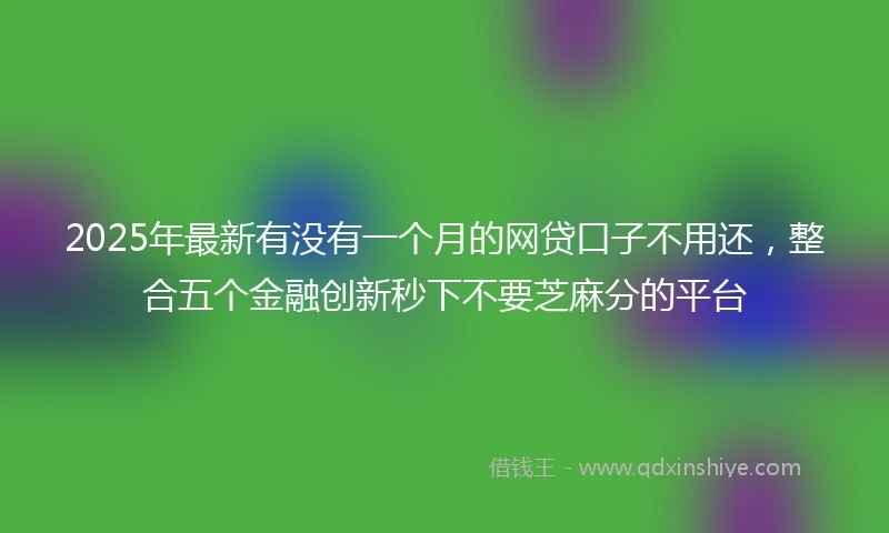 2025年最新有没有一个月的网贷口子不用还，整合五个金融创新秒下不要芝麻分的平台