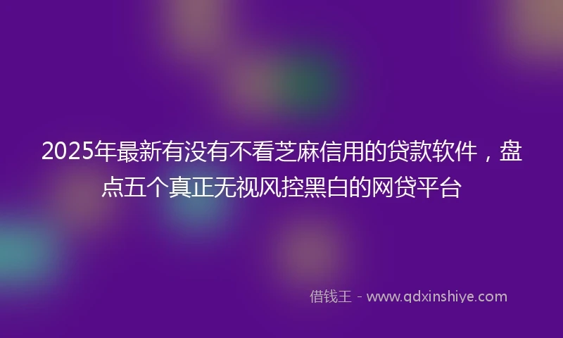 2025年最新有没有不看芝麻信用的贷款软件，盘点五个真正无视风控黑白的网贷平台