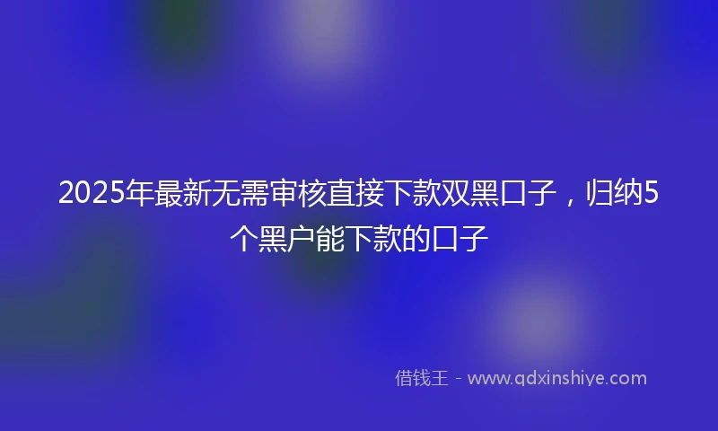 2025年最新无需审核直接下款双黑口子，归纳5个黑户能下款的口子