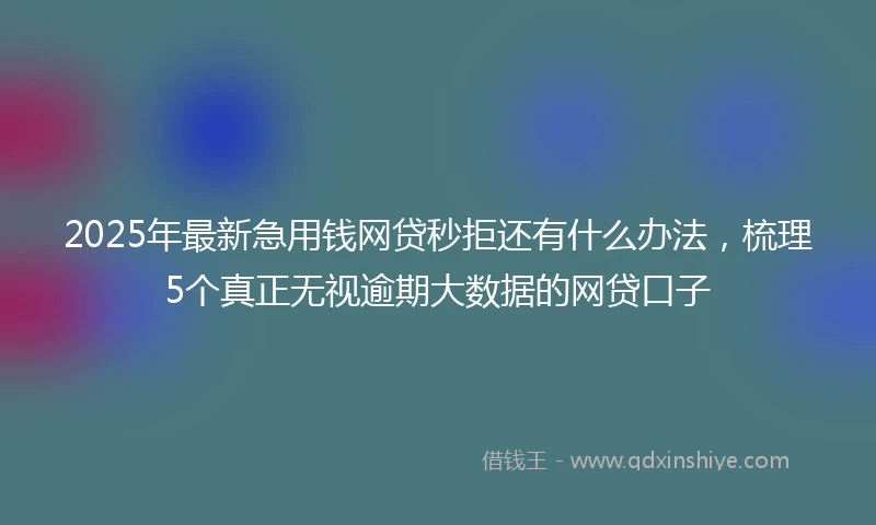 2025年最新急用钱网贷秒拒还有什么办法，梳理5个真正无视逾期大数据的网贷口子