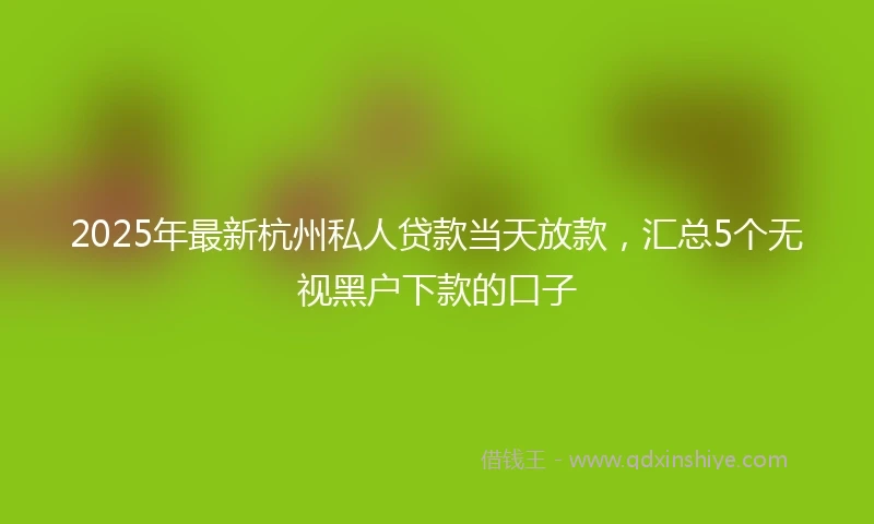 2025年最新杭州私人贷款当天放款，汇总5个无视黑户下款的口子