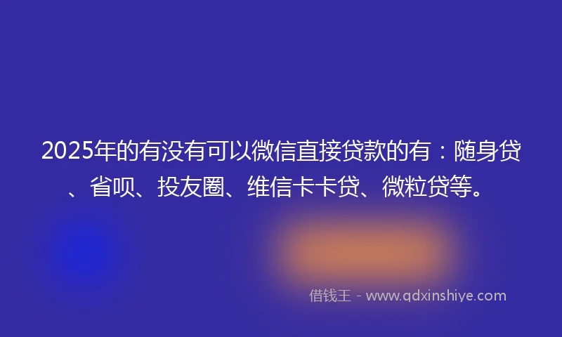 2025年的有没有可以微信直接贷款的有：随身贷、省呗、投友圈、维信卡卡贷、微粒贷等。