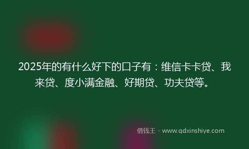 2025年的有什么好下的口子有：维信卡卡贷、我来贷、度小满金融、好期贷、功夫贷等。