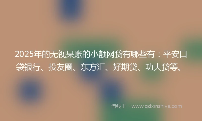 2025年的无视呆账的小额网贷有哪些有：平安口袋银行、投友圈、东方汇、好期贷、功夫贷等。