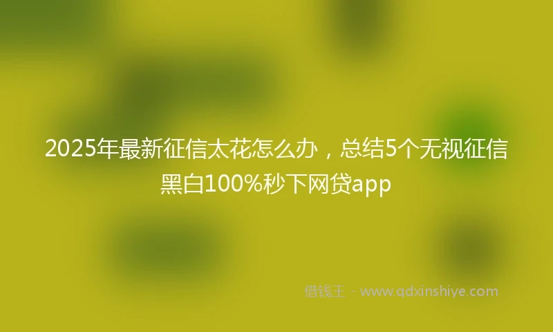 2025年最新征信太花怎么办，总结5个无视征信黑白100%秒下网贷app