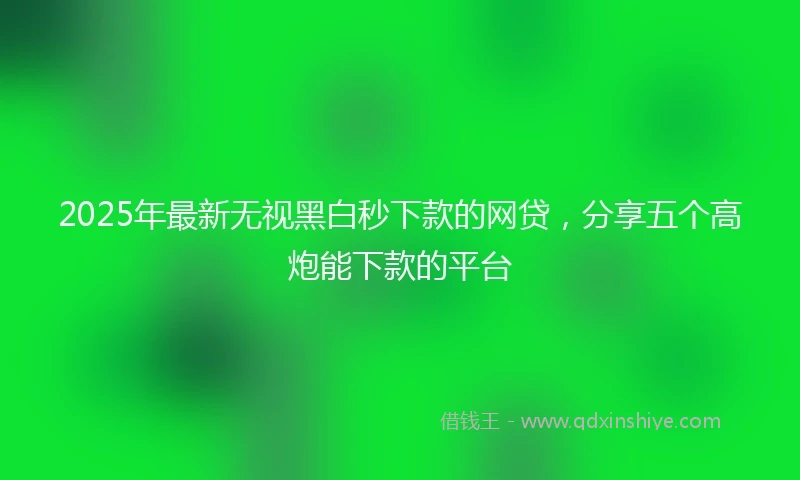 2025年最新无视黑白秒下款的网贷，分享五个高炮能下款的平台
