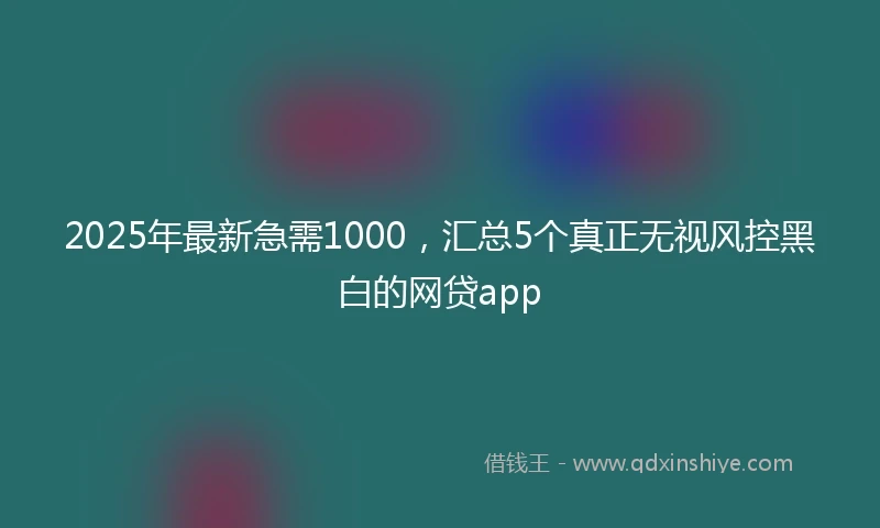 2025年最新急需1000，汇总5个真正无视风控黑白的网贷app