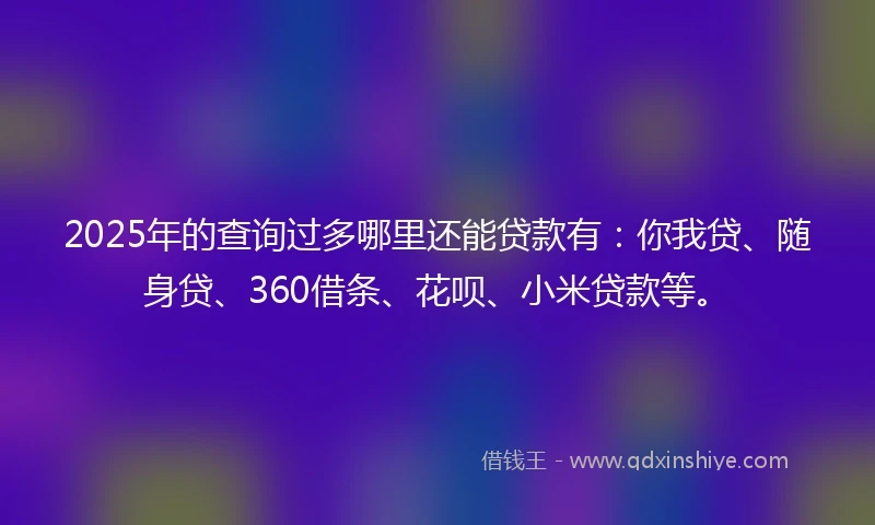 2025年的查询过多哪里还能贷款有：你我贷、随身贷、360借条、花呗、小米贷款等。