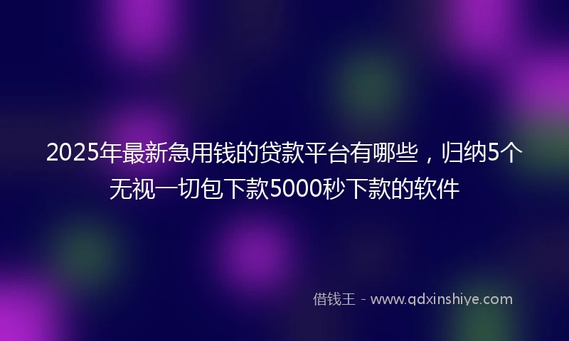 2025年最新急用钱的贷款平台有哪些，归纳5个无视一切包下款5000秒下款的软件