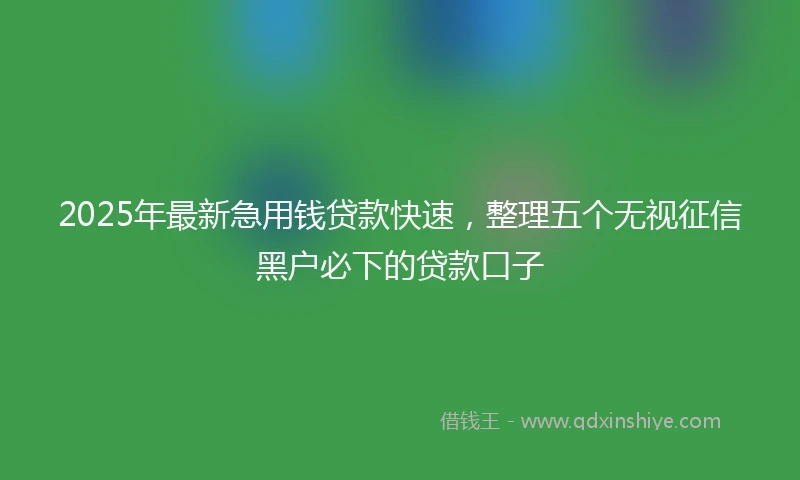 2025年最新急用钱贷款快速，整理五个无视征信黑户必下的贷款口子