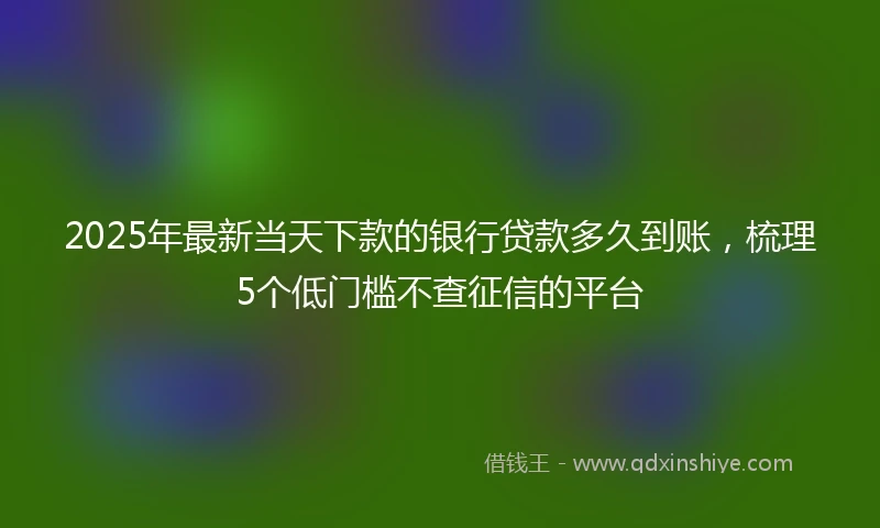 2025年最新当天下款的银行贷款多久到账，梳理5个低门槛不查征信的平台