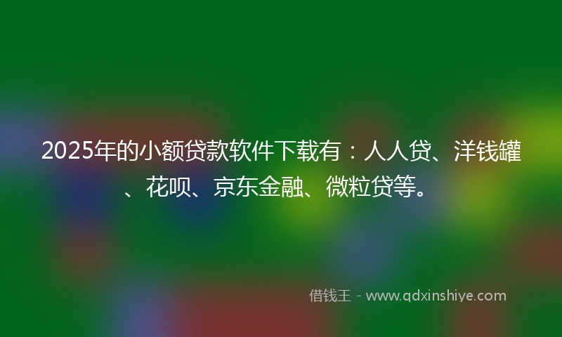 2025年的小额贷款软件下载有：人人贷、洋钱罐、花呗、京东金融、微粒贷等。