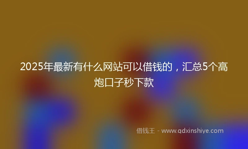 2025年最新有什么网站可以借钱的，汇总5个高炮口子秒下款