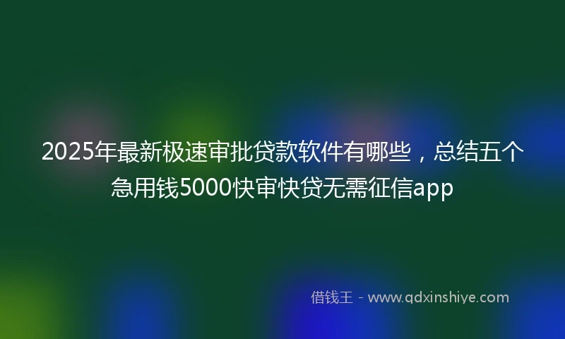2025年最新极速审批贷款软件有哪些，总结五个急用钱5000快审快贷无需征信app