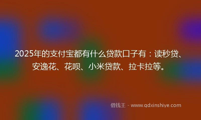 2025年的支付宝都有什么贷款口子有：读秒贷、安逸花、花呗、小米贷款、拉卡拉等。
