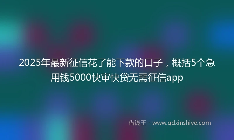 2025年最新征信花了能下款的口子，概括5个急用钱5000快审快贷无需征信app
