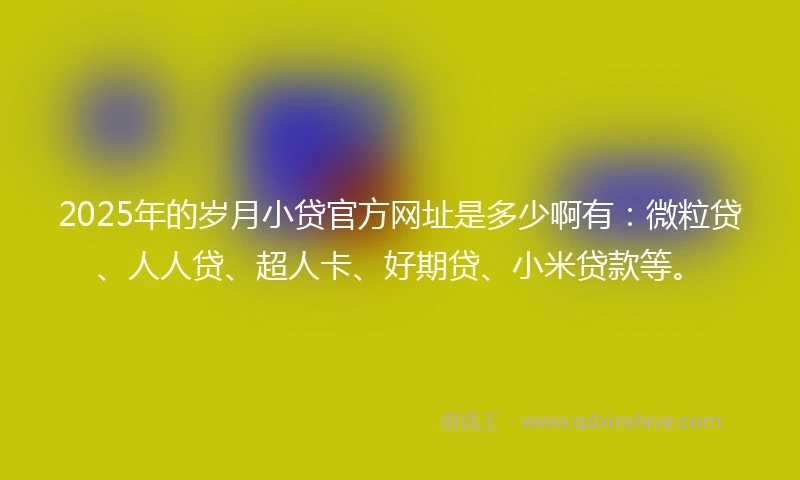 2025年的岁月小贷官方网址是多少啊有：微粒贷、人人贷、超人卡、好期贷、小米贷款等。