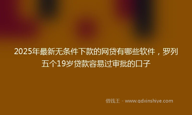 2025年最新无条件下款的网贷有哪些软件，罗列五个19岁贷款容易过审批的口子