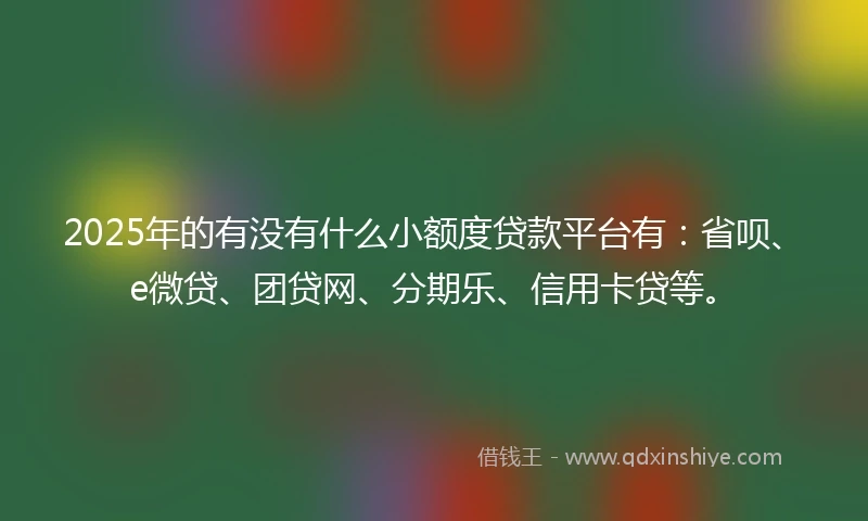 2025年的有没有什么小额度贷款平台有：省呗、e微贷、团贷网、分期乐、信用卡贷等。
