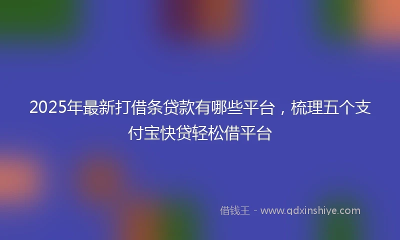 2025年最新打借条贷款有哪些平台，梳理五个支付宝快贷轻松借平台