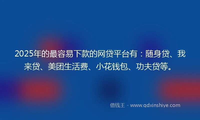 2025年的最容易下款的网贷平台有：随身贷、我来贷、美团生活费、小花钱包、功夫贷等。