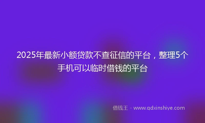 2025年最新小额贷款不查征信的平台，整理5个手机可以临时借钱的平台