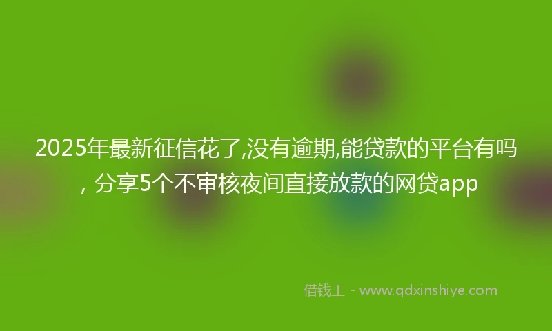 2025年最新征信花了,没有逾期,能贷款的平台有吗，分享5个不审核夜间直接放款的网贷app