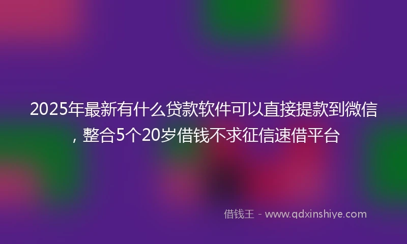 2025年最新有什么贷款软件可以直接提款到微信，整合5个20岁借钱不求征信速借平台