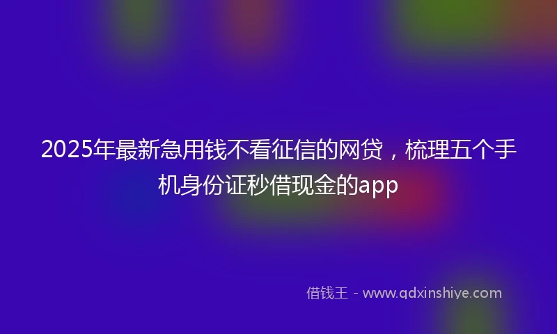 2025年最新急用钱不看征信的网贷，梳理五个手机身份证秒借现金的app