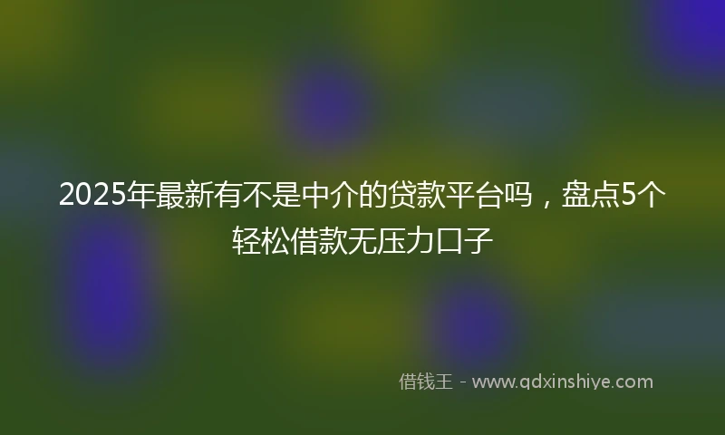 2025年最新有不是中介的贷款平台吗，盘点5个轻松借款无压力口子